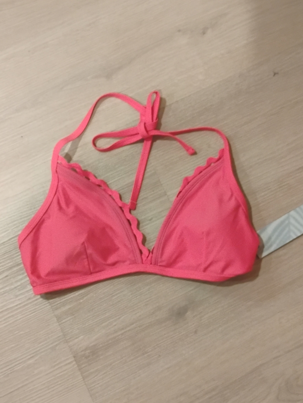 NWT Coastal Blue Wavy Trimmed Pink Triangle Bikini Top Sz M